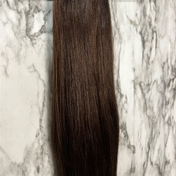 Silky Straight Dark Brown 18 Inch Human Hair Extension Weft Package - Picture 5 of 6